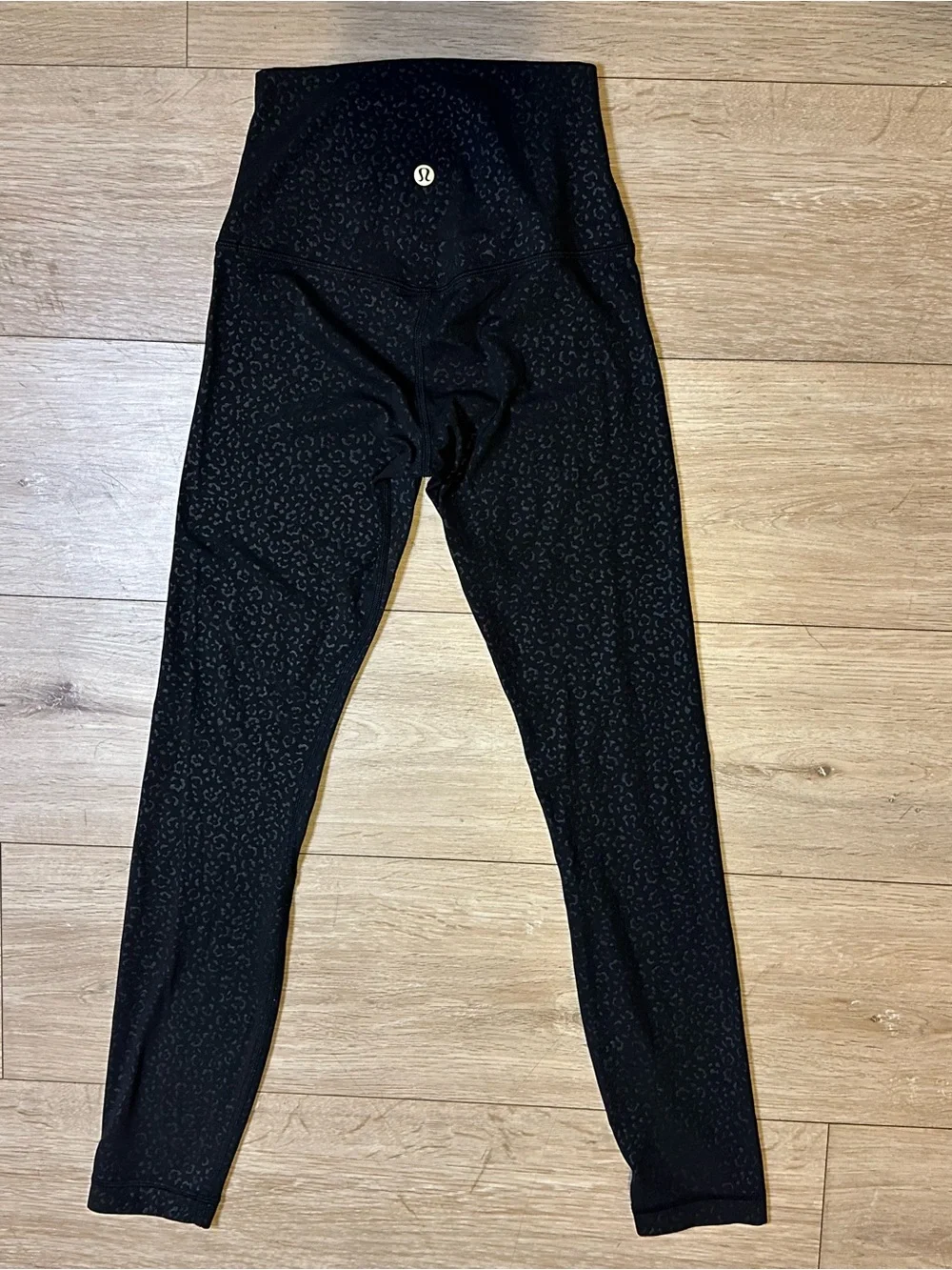 lululemon Align High Rise Black Leopard Daisy Emboss Tonal Black Leggings